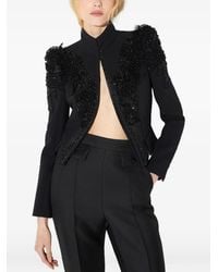 Elisabetta Franchi - Double-Layer Crêpe Jacket With Crystals - Lyst