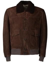 Eleventy - Shearling-Collar Suede Bomber Jacket - Lyst