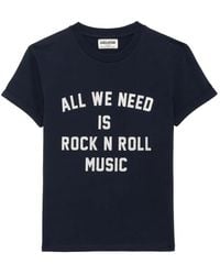 Zadig & Voltaire - Walk Strass-Embellished Slogan-Print T-Shirt - Lyst
