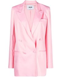 MSGM - Blazer doppiopetto con revers a lancia - Lyst