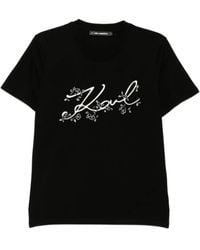Karl Lagerfeld - T-Shirt mit Logo-Stickerei - Lyst