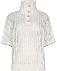Brunello Cucinelli - Lochstrick-Pullover mit Stehkragen - Lyst