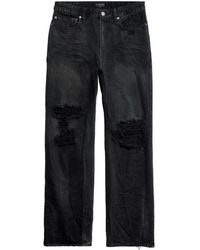 Balenciaga - Ripped Straight-leg Jeans - Lyst