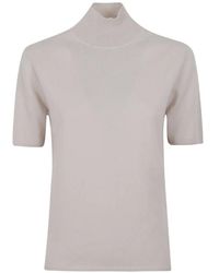 Allude - Short-Sleeve High-Neck Sweater - Lyst