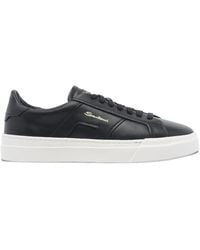 Santoni - Round-Toe Leather Sneakers - Lyst