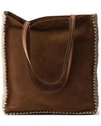 Prada - Large Suede And Crochet Tote Bag - Lyst