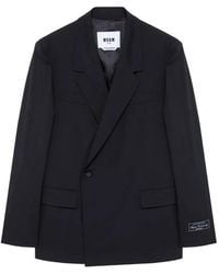 MSGM - Logo-Patch Double-Breasted Jacket - Lyst