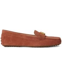 Ralph Lauren - Barnsbury Logo-Plaque Suede Loafers - Lyst