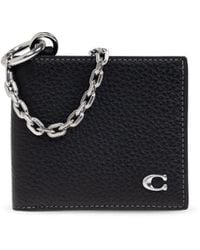 COACH - Billfold Wallet With Chain Wallet Handbags, Leather/Polyester - Lyst