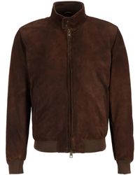 Boglioli - Zip-Up Leather Bomber Jacket - Lyst