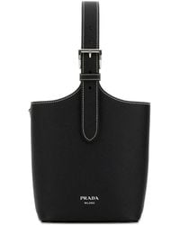 Prada - Buckle Leather Bucket Bag - Lyst