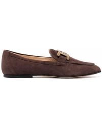 Tod's Chain-plaque Suede Loafers in Purple | Lyst
