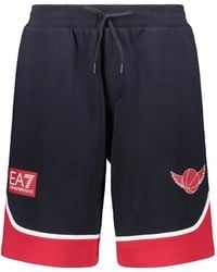 EA7 - Logo-Print Drawstring Shorts - Lyst