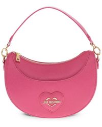 Moschino - Saffiano-Effect Heart-Patch Shoulder Bag - Lyst