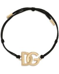 Dolce & Gabbana - Pulsera de cuerda con charm del logo DG - Lyst