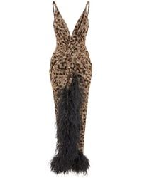 16Arlington - Wye Feather-Trim Midi Dress - Lyst