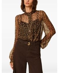 Twinset - Camicia Con Stampa Animalier E Ruches - Lyst