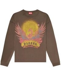 DIESEL - Long Sleeve T-Shirt With Phoenix Graphic - Lyst