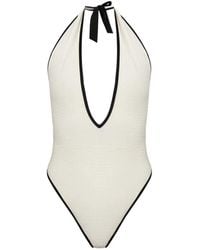 Balmain - Monogram-Jacquard Swimsuit - Lyst