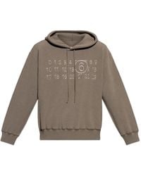 MM6 by Maison Margiela - Numbers-Embroidered Fleece Hoodie - Lyst