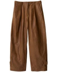 Burberry - Pleat-Detail Leather Trousers - Lyst