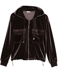 Liu Jo - Fluwelen Hoodie Met Rits - Lyst