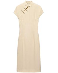 Shanghai Tang - Chiffon Qipao Sequin-Embellished Midi Dress - Lyst