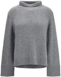 Allude - High-Neck Ribbed-Cuff Sweater - Lyst