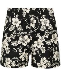 Marine Serre - Hawaian-Print Elasticated Swim Shorts - Lyst