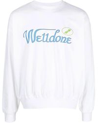 we11done - Logo-Print Cotton Sweatshirt - Lyst