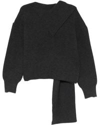 Erika Cavallini Semi Couture - Scarf-Detailed Sweater - Lyst