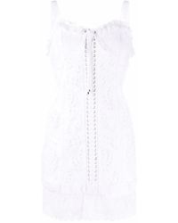 Dolce & Gabbana - Lace-Up Floral Lace Mini Dress - Lyst