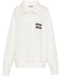 Miu Miu - Sudadera tipo polo con parche del logo - Lyst