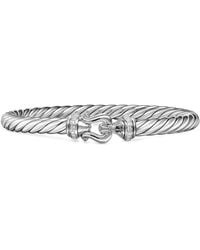 David Yurman - Sterling Cable Flex Buckle Diamond Bracelet - Lyst