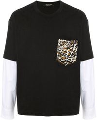Roberto Cavalli - Leopard Print Panel T-shirt - Lyst