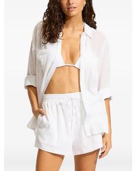 Seafolly - Chemise De Plage Breeze À Col Boutonné Et Effet Froissé - Lyst