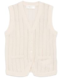 IVORY PARIS - Bea Pointelle-Knit V-Neck Vest - Lyst