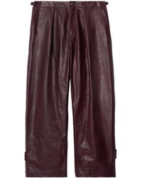Burberry - Pleat-detail Wide-leg Leather Trousers - Lyst