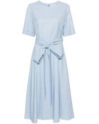 P.A.R.O.S.H. - Belted Flared Midi Dress - Lyst