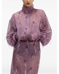 GIUSEPPE DI MORABITO - Feather-Embellished Sheer Jacket - Lyst