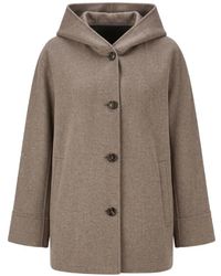 Max Mara - Hooded Button-Up Coat - Lyst