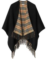 Burberry - Check Wool Reversible Cape - Lyst