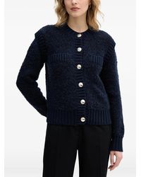 Sisley - Bouclé-Knit Button-Up Cardigan - Lyst