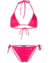 Balmain - Set de bikini con logo estampado - Lyst