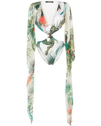Roberto Cavalli - One-Piece Swimwear With Sleeves And Jungle Print - Lyst