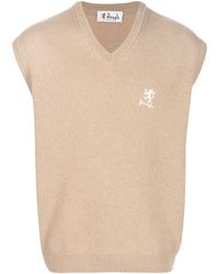 Pringle of Scotland Logo-embroidered Sleeveless Knitted Vest - Brown