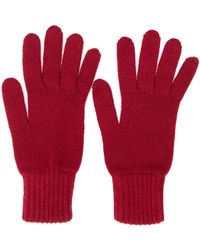 Pringle of Scotland Guantes con detalles de canalé - Rojo