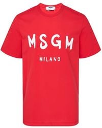 MSGM - Logo-Print Crew-Neck T-Shirt - Lyst