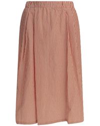 Apuntob - Striped Pleated Cotton Midi Skirt - Lyst