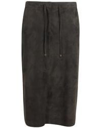 Max Mara - Jupe En Daim À Taille À Lien De Resserrage - Lyst